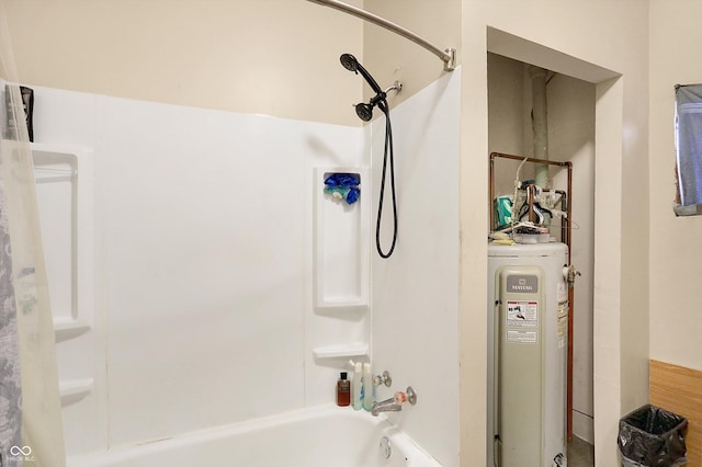 bathroom featuring water heater and  shower combination