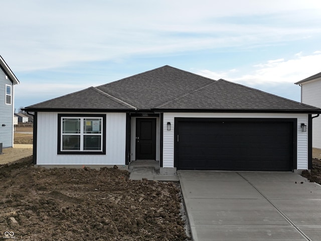 single story home with a garage