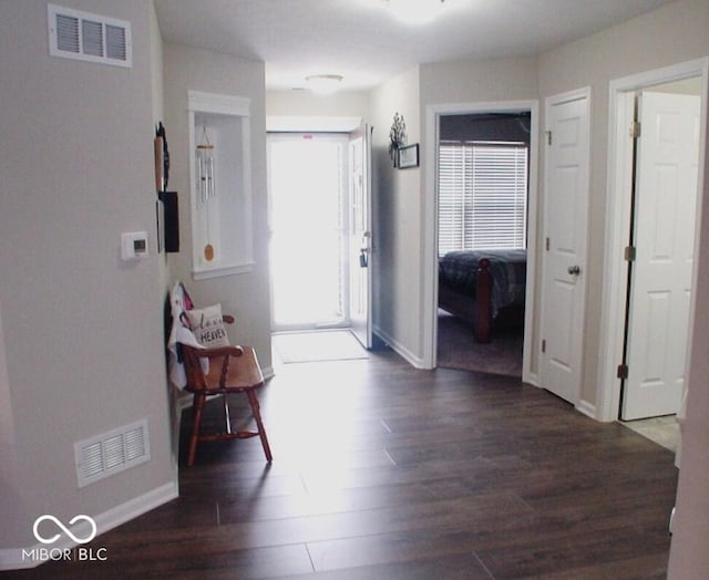 hall featuring dark hardwood / wood-style flooring