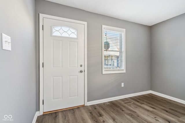 entrance foyer featuring dark wood-type flooring