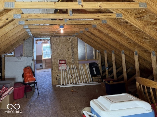 view of unfinished attic