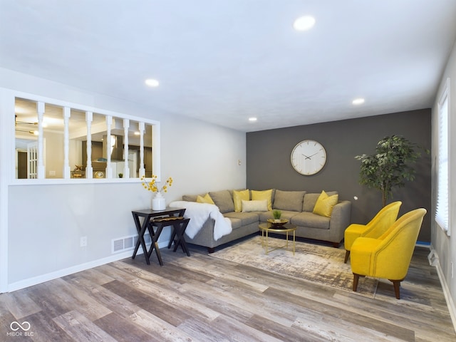 living room featuring hardwood / wood-style flooring