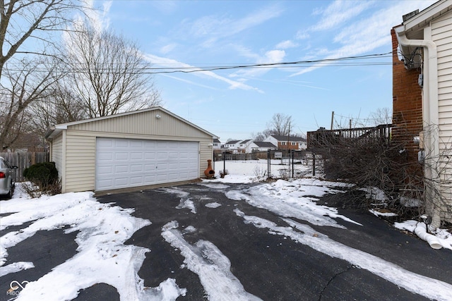 view of snow covered garage