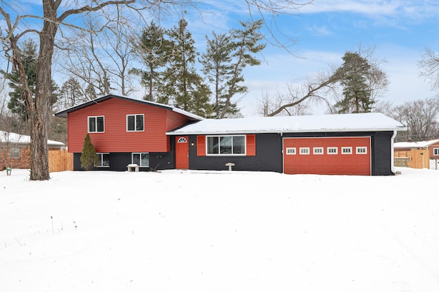 exterior space with a garage