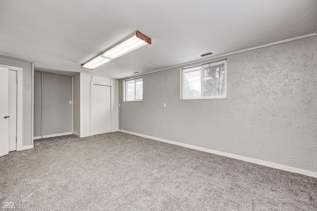 basement featuring carpet floors