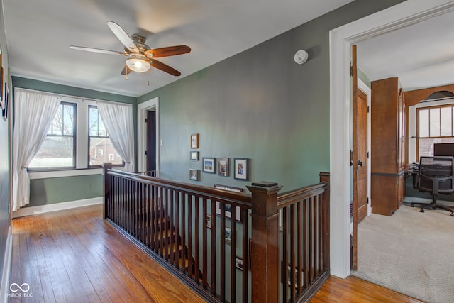 hallway with light hardwood / wood-style floors