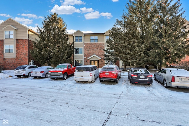 view of snow covered property