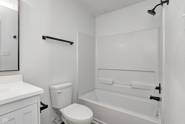 full bathroom featuring toilet, vanity, and shower / bath combination