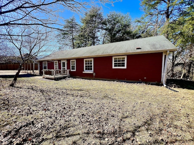 view of front of property with a deck