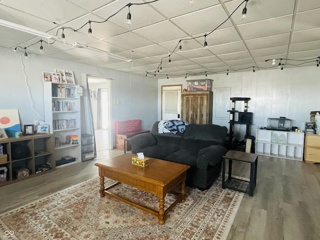 living room with hardwood / wood-style flooring