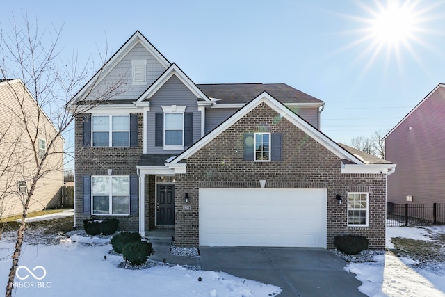 front facade with a garage