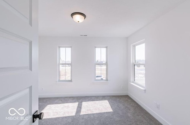 carpeted spare room featuring a healthy amount of sunlight