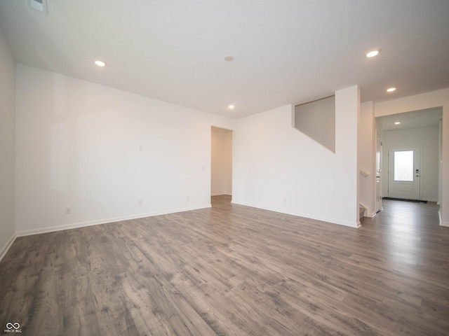 7824 Magnolia St, New Palestine, IN 46163 - empty room with recessed lighting, dark wood-type flooring, and stairs