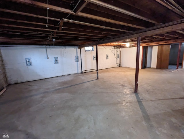 basement with electric panel