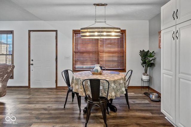 dining area featuring dark hardwood / wood-style flooring