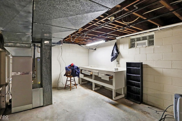 2934 S Irwin St, Indianapolis, IN 46203 - unfinished basement featuring a workshop area and heating unit