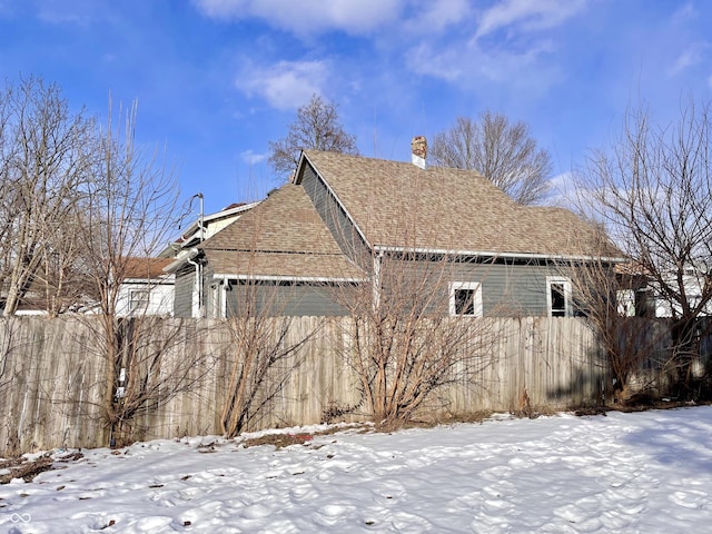 view of snow covered exterior