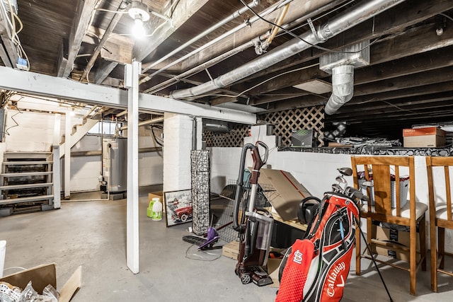 basement with gas water heater