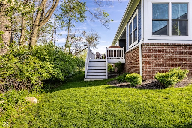 20188 Hampton Park Dr, Westfield, IN 46074 - view of green lawn featuring stairway and a deck