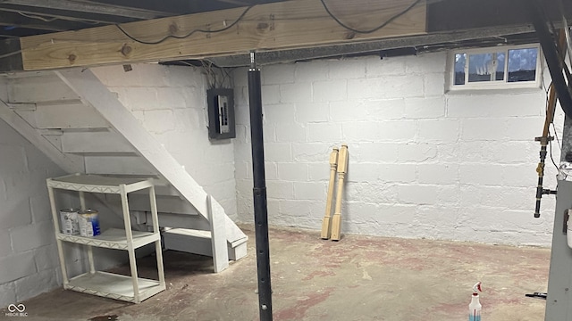 basement with electric panel