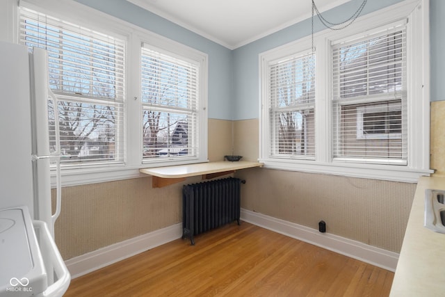 1023 Franklin St, Columbus, IN 47201 - interior space with crown molding, a wealth of natural light, radiator heating unit, and hardwood / wood-style floors