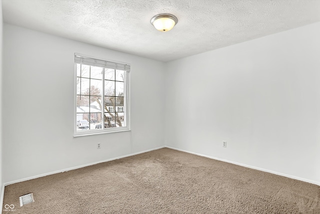 spare room with carpet flooring and a textured ceiling