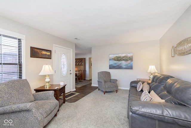 living room with carpet floors