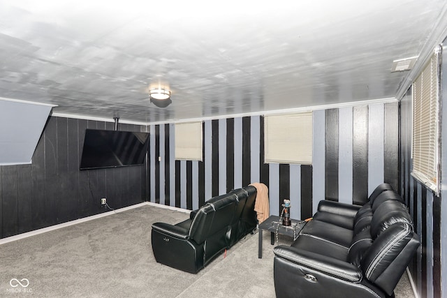 view of carpeted home theater room