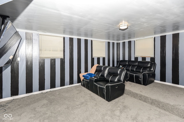 view of carpeted home theater room