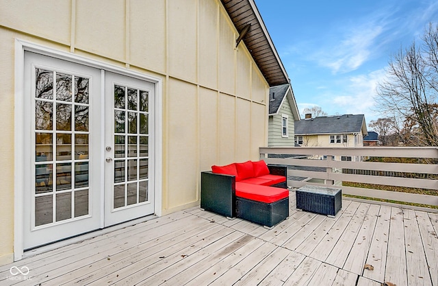 wooden deck with french doors