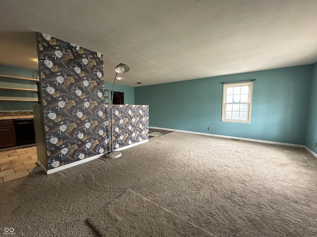 7903 Roseway Ct, Indianapolis, IN 46226 - unfurnished living room featuring baseboards, a textured ceiling, and carpet