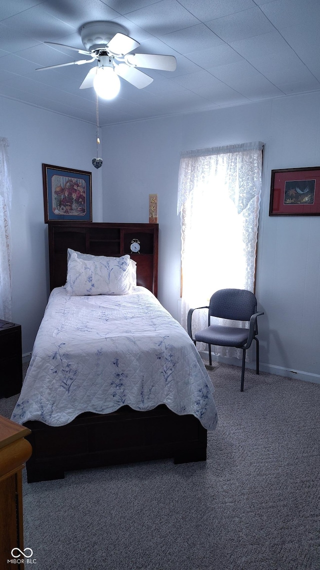 bedroom with carpet and ceiling fan