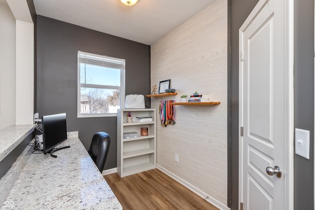 office area with wood-type flooring