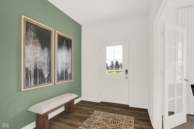 foyer entrance with dark hardwood / wood-style flooring