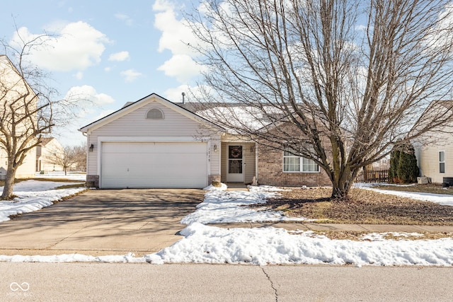 single story home with a garage