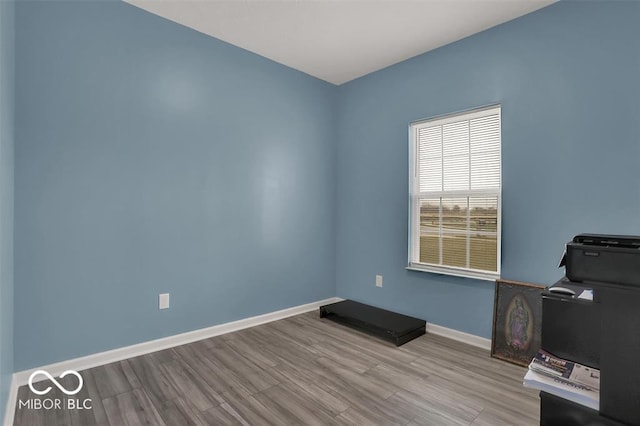 unfurnished office featuring light wood-type flooring