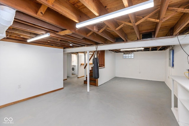 basement featuring washer / dryer