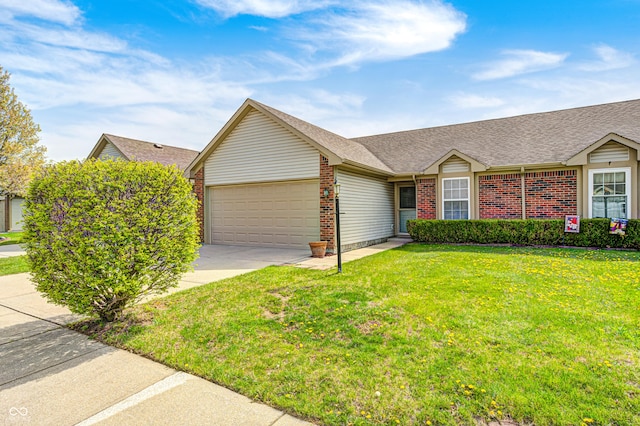 7259 Registry Dr, Indianapolis, IN 46217 - single story home with brick siding, an attached garage, a front lawn, and driveway