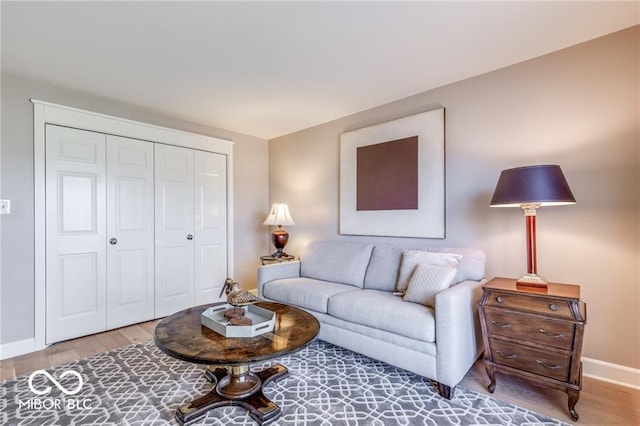 living room with hardwood / wood-style flooring