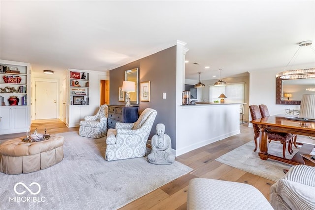 living room with hardwood / wood-style flooring