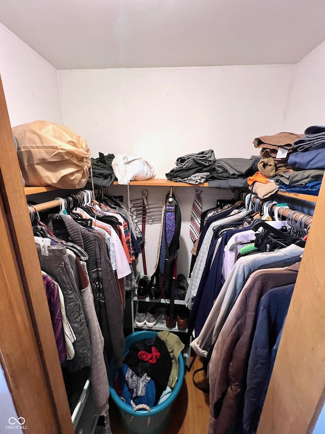 walk in closet featuring wood-type flooring