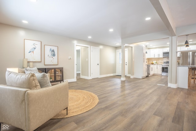 living room with light wood-type flooring