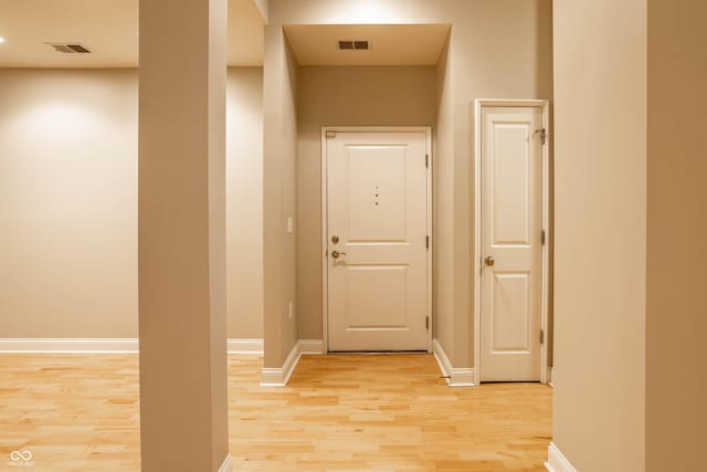 hall featuring light hardwood / wood-style flooring