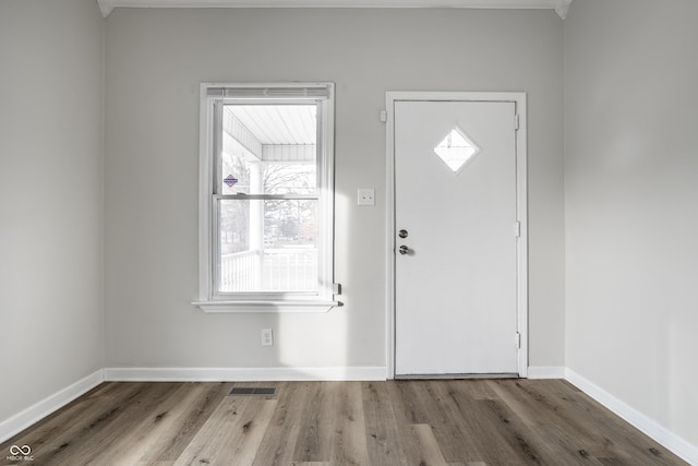 entrance foyer with light hardwood / wood-style floors