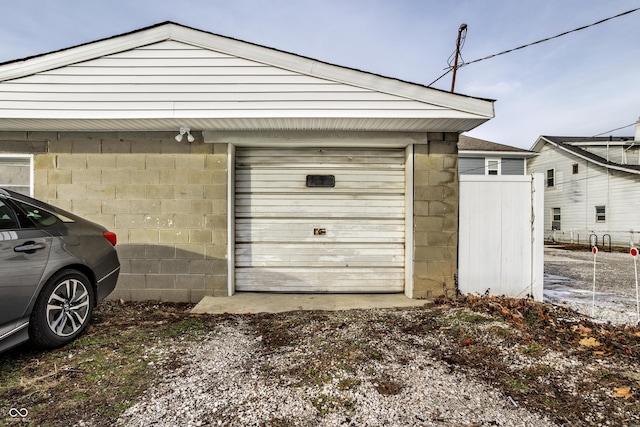 view of garage