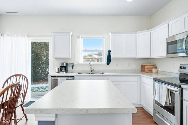 kitchen featuring white cabinetry, sink, and appliances with stainless steel finishes