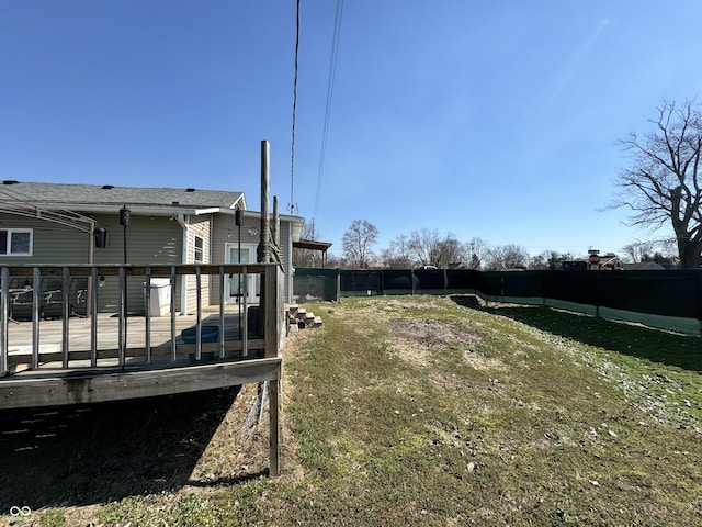 view of yard featuring a wooden deck