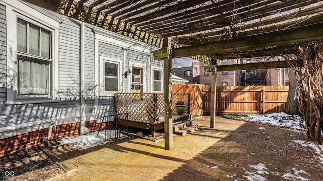 view of patio featuring a pergola