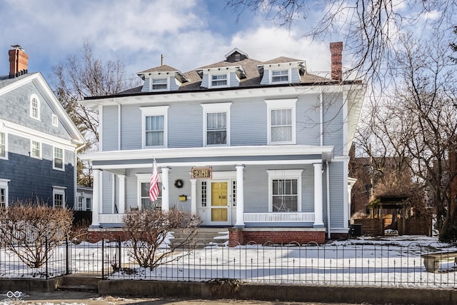 view of front of property with covered porch