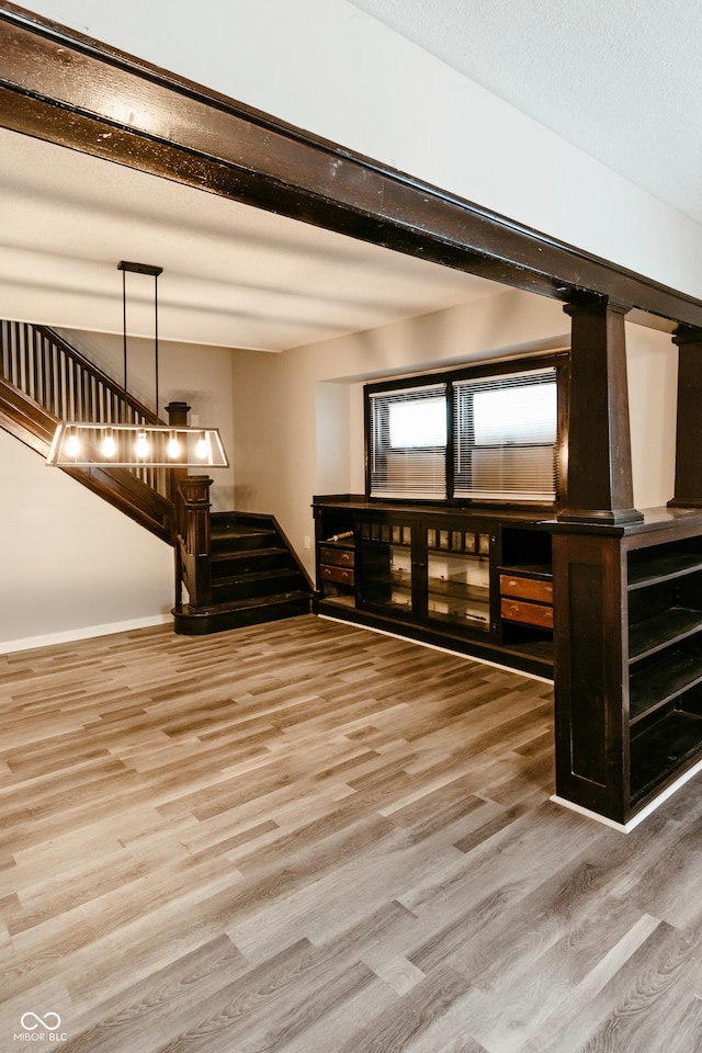 living room with wood-type flooring